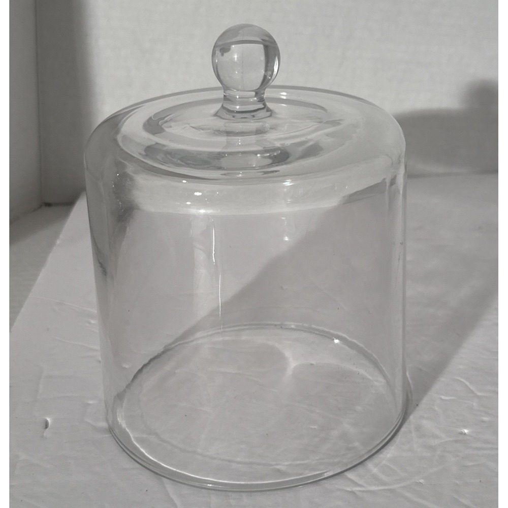 Clear Glass Dome Cloche W/ Knob 6.5" Height & 5.25" Diameter-For Vignette Decor